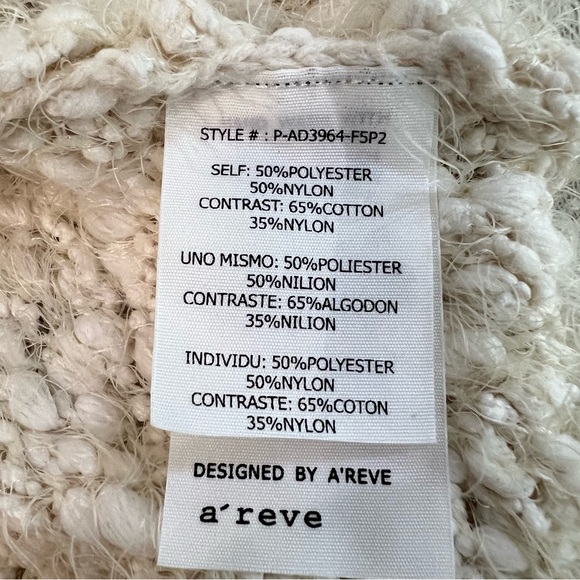 ARêve Ivory Textured Knit Sweater Dress XL Lace Hem Boho Tunic Soft Cozy - Picture 12 of 16